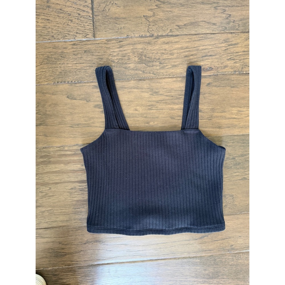 American Eagle Ribbed Black Tank Top Size Medium Minimalist